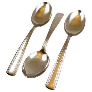 Set of 3 Plaza by Providence Tablespoons, Stainless Steel Spoons, Vintage USA